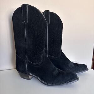 Rodeo Drive Black Suede Leather Cowboy Western Boots Size 7.5 Made in USA